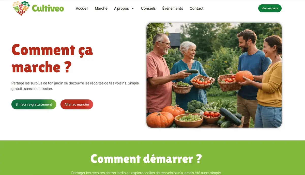 Cultiveo, page d'accueil du site