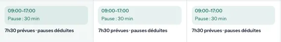 Détail : créneaux horaires du planning